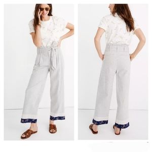 Madewell Striped Wide Leg Crop Ankle Pant Size 24 NEW NWT